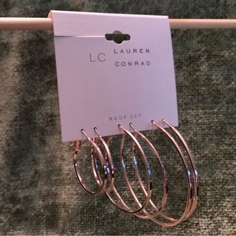 Lauren Conrad - Multi Sized, Rose Gold-toned, Hoop Earring Set - NWT - Picture 2 of 3
